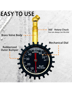 Medidor de Presión de Neumáticos Maisoon 0-4.8 Bar Precisión +/-1 PSI 2