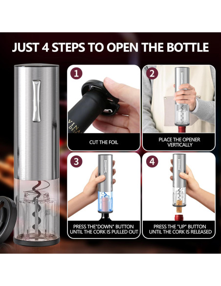 Abridor de Vino Eléctrico BGFOX Recargable Acero Inoxidable Abridor de Vino Eléctrico BGFOX Recargable Acero Inoxidable
