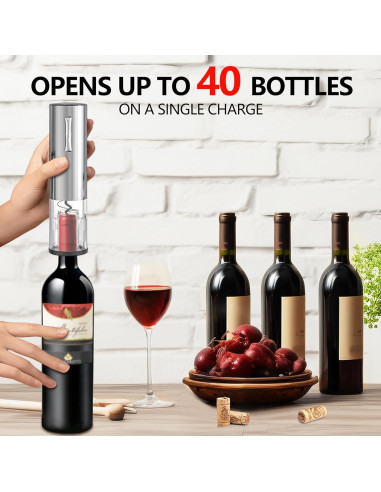 Abridor de Vino Eléctrico BGFOX Recargable Acero Inoxidable