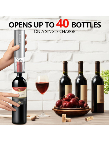 Abridor de Vino Eléctrico BGFOX Recargable Acero Inoxidable Abridor de Vino Eléctrico BGFOX Recargable Acero Inoxidable