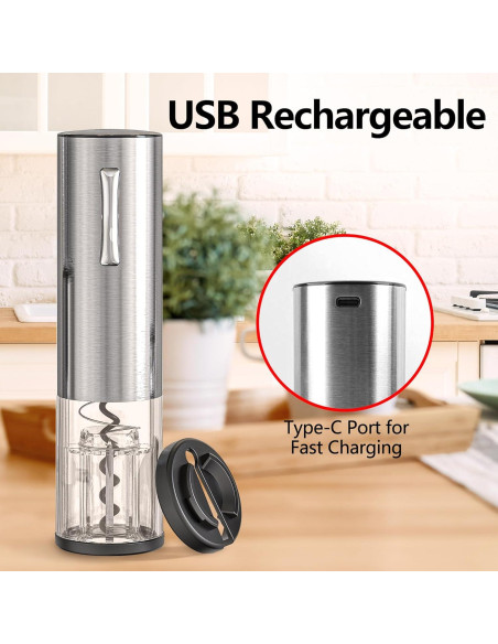 Abridor de Vino Eléctrico BGFOX Recargable Acero Inoxidable Abridor de Vino Eléctrico BGFOX Recargable Acero Inoxidable