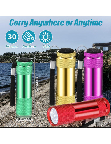 20 Linternas LED Mini VIHOSE Aluminio Portátiles Brillantes