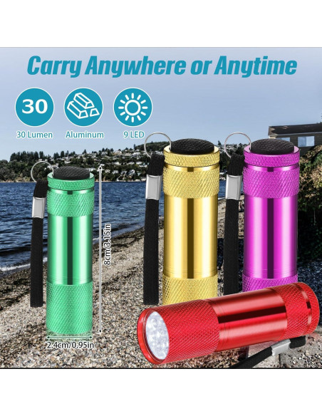 20 Linternas LED Mini VIHOSE Aluminio Portátiles Brillantes