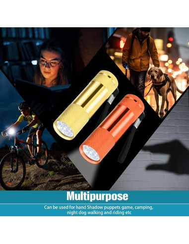 20 Linternas LED Mini VIHOSE Aluminio Portátiles Brillantes