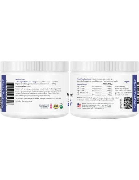 Suplemento de Arándano Orgánico Wholistic WholeCran 28.35g