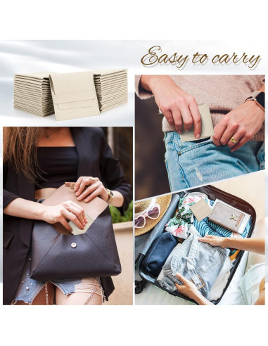 120 Bolsas de Joyería Microfibra Beige 8x8cm con Paños de Limpieza