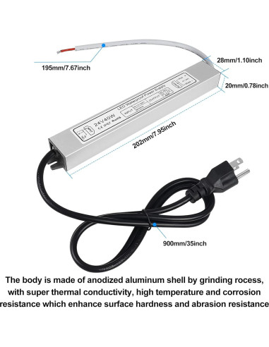 Fuente de Alimentación LED inShareplus 24V 40W IP67 Impermeable