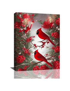 Cuadro de Pájaro Rojo Cardinal en Lienzo 30x40 cm Decoración