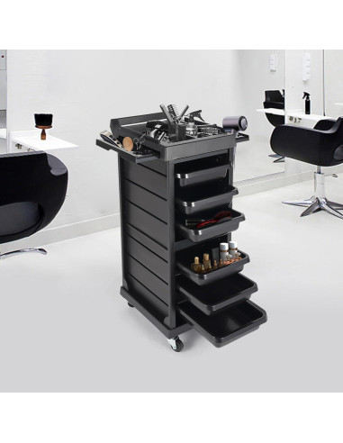 Carro de salón de belleza lkoewqzamx 7 niveles negro