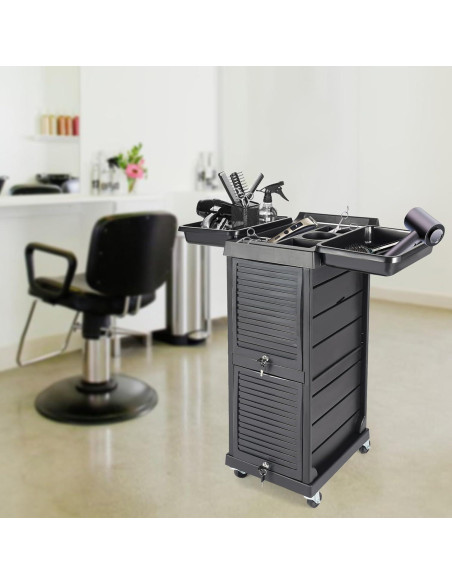 Carro de salón de belleza lkoewqzamx 7 niveles negro