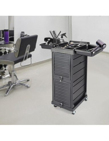 Carro de salón de belleza lkoewqzamx 7 niveles negro