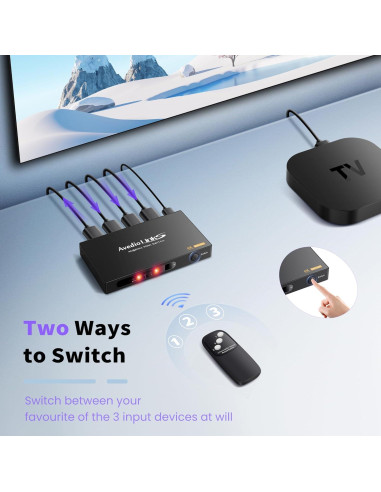 Conmutador HDMI 3 en 1 Avedio Links 4K 60Hz Automático