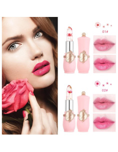 Set de 2 Labiales de Gel LZYLLS con Flor, Cambia de Color 2