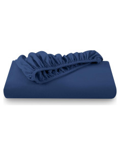 Sábana Ajustable Reina Bare Home 100% Algodón Franela Azul