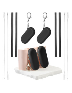Pajitas de Silicona Reutilizables Meanplan con Estuche Negro
