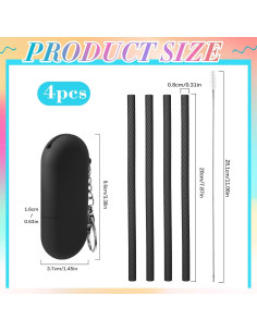 Pajitas de Silicona Reutilizables Meanplan con Estuche Negro 2