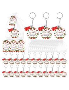 50 Juegos de Recuerdos de Fresa para Baby Shower - Llavero y Bolsas