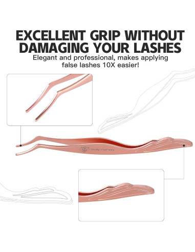 Herramienta Aplicadora de Pestañas Pretty Memory Acero Inoxidable Oro Rosa