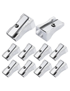 10 Mini Sacapuntas de Metal Cobee para Lápices - Plata