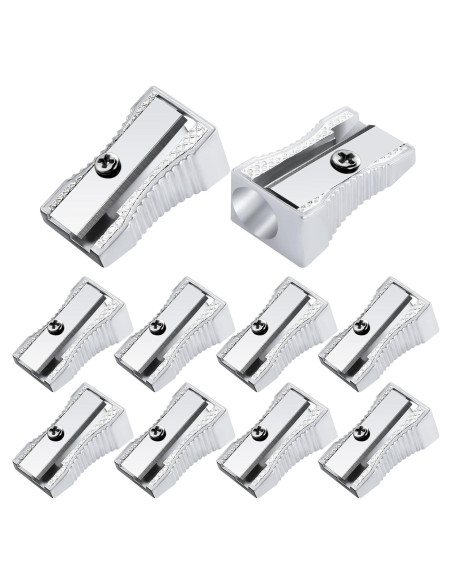 10 Mini Sacapuntas de Metal Cobee para Lápices - Plata