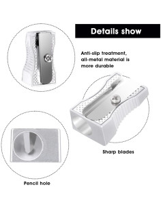 10 Mini Sacapuntas de Metal Cobee para Lápices - Plata 2