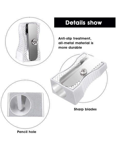 10 Mini Sacapuntas de Metal Cobee para Lápices - Plata