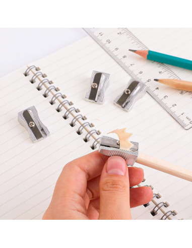 10 Mini Sacapuntas de Metal Cobee para Lápices - Plata