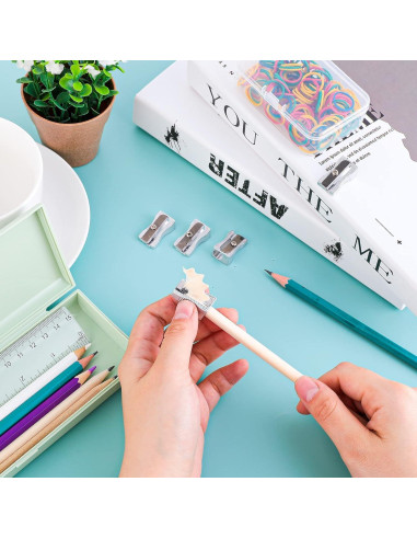 10 Mini Sacapuntas de Metal Cobee para Lápices - Plata