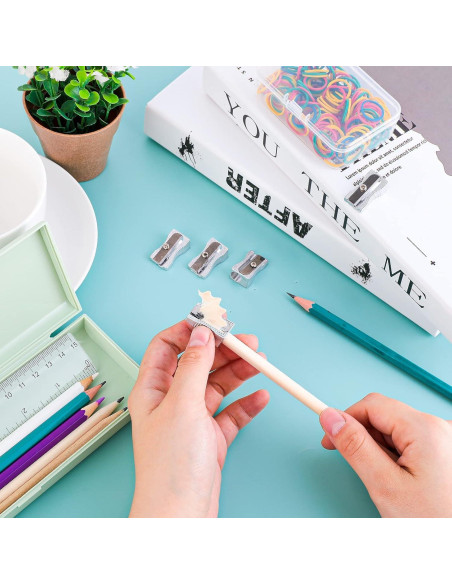 10 Mini Sacapuntas de Metal Cobee para Lápices - Plata