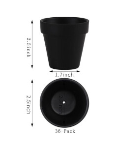 Yishang 36 Mini Macetas Negras de Terracota 6.35 cm con Drenaje 2
