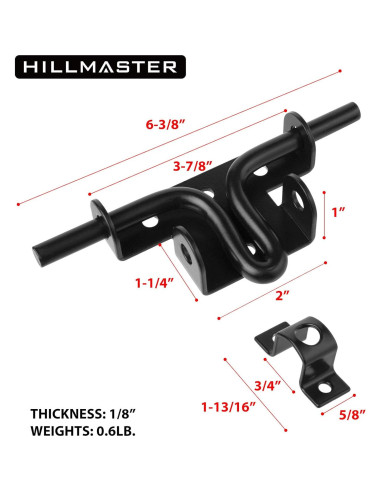 Cerradura Deslizante HILLMASTER para Puerta de Madera 16.19 cm