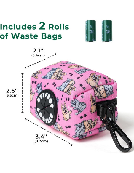 Dispensador de Bolsas de Excremento ATIFBOP Rosa con 30 Bolsas