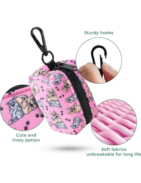 Dispensador de Bolsas de Excremento ATIFBOP Rosa con 30 Bolsas