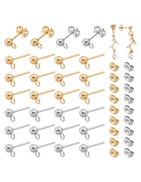 20 Pares de Puntos de Aretes PH PandaHall Acero Inoxidable