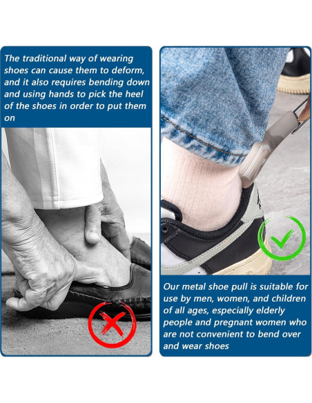 Tiradores de Zapatos de Metal Plegables 14.5 cm - EYIWEITING - Paquete de 2