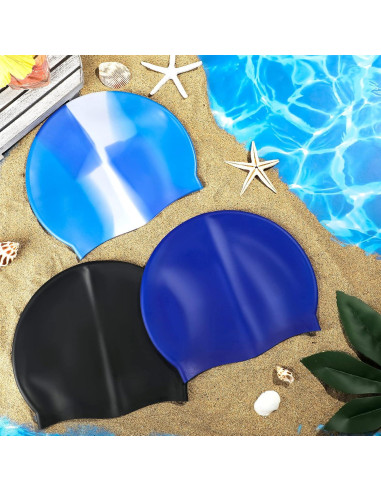 3 Gorros de Natación Silicona Janmercy para Niños y Adultos