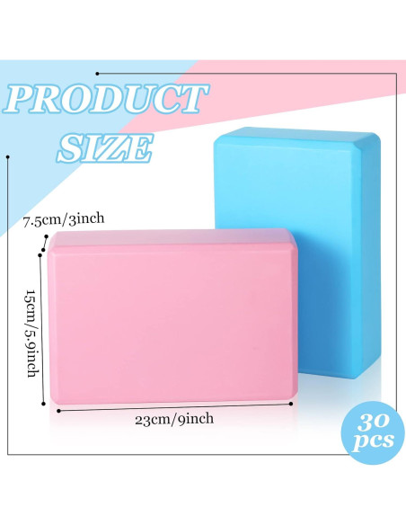 Bloques de Yoga Meooeck 30 Pcs Espuma EVA Antideslizante 23x15x7.5cm