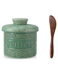Crock de Mantequilla Cerámica iobiotio Verde 14x12.7cm