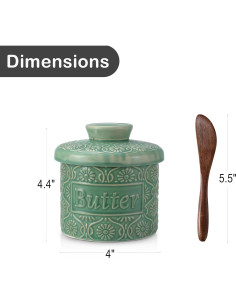 Crock de Mantequilla Cerámica iobiotio Verde 14x12.7cm 2