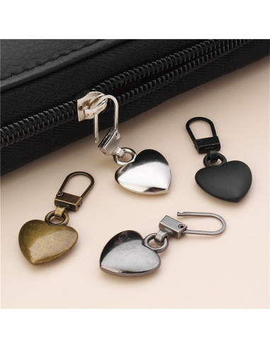5 Tiradores de Cremallera Corazón Multicolor Jinshining