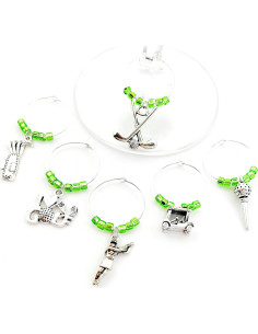 Set de 6 Encantos de Vino de Golf de Plata - Regalo Original 2