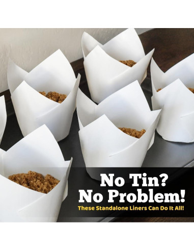 Forros para Muffins Tulipanes Blancos Bake Buddies - 200 Unidades