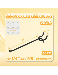Ganchos para Tablero de Clavos BFPeaky 6" Alta Resistencia 50 pcs 2