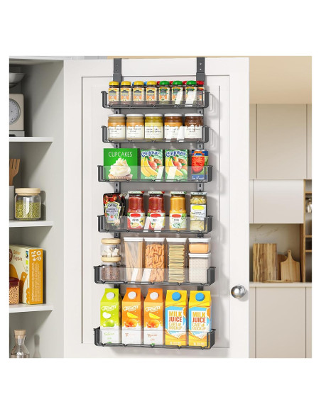 Organizador de despensa ajustable Delamu 6 niveles negro