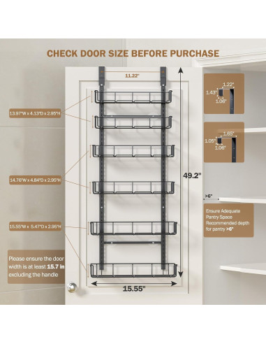 Organizador de despensa ajustable Delamu 6 niveles negro