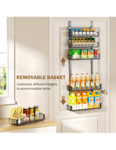 Organizador de despensa ajustable Delamu 6 niveles negro