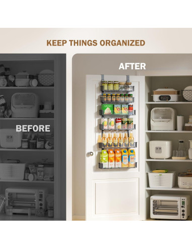 Organizador de despensa ajustable Delamu 6 niveles negro