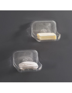 Soporte para Jabón Adhesivo Ettori 2 Pack Transparente 2