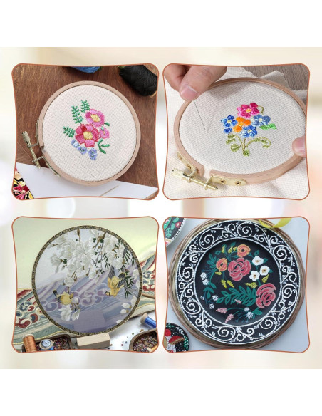 2 Aros de Bordado de Madera de Haya 10.5cm con Tornillo Ajustable