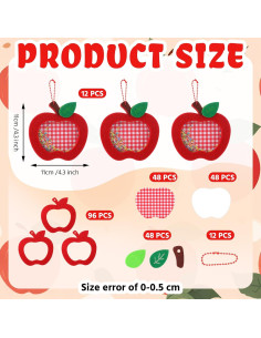 Kit de Manualidades Liliaafar 12 Piezas Llavero Manzana Rojo 2
